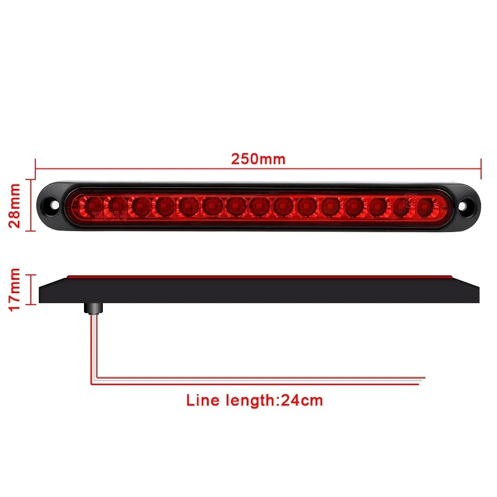 2 قطعة 15-LED ارتفاع جبل وقف الضوء ، 12 فولت/24 فولت العالمي الفرامل الخلفية الذيل الجانب مصباح للسيارات والشاحنات المقطورات