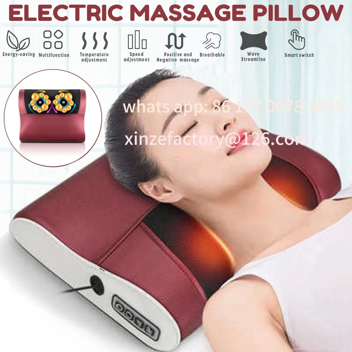 Customizable 16Heads Relaxation Massage Pillow Electric Shoulder Back Heating Kneading therapy Neck Massage Vibrator Waist