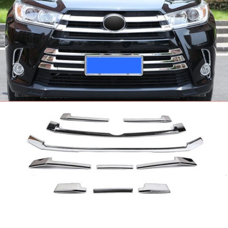 For Toyota Highlander 2018 2019 2020 2021 Car front Body Cover Racing Engine Trim Front Bumper Grid mesh Grill Grille Hoods Part