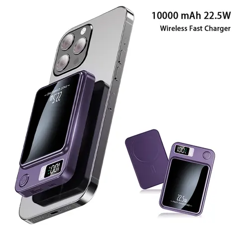 Banco de energía magnético de 100000mAh, cargador rápido portátil inalámbrico de 22,5 W para Iphone, Huawei, Samsung, batería de respaldo auxiliar externa