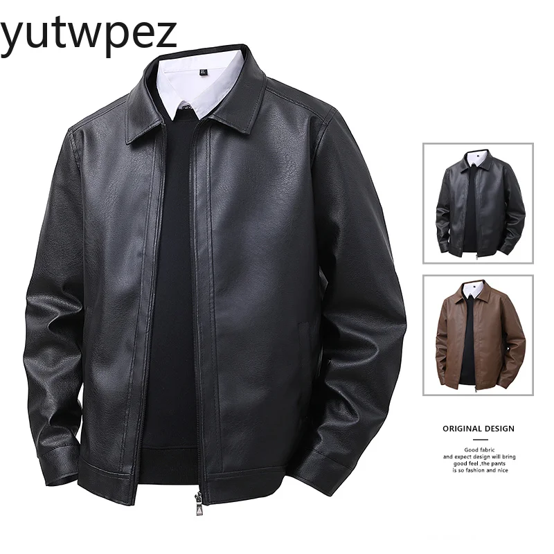 Streetwear Casual Blazer Jacken Herren Oberbekleidung Slim Fit Revers Lederjacke Anzug Kurze Jacke Herren Mode Lederjacke