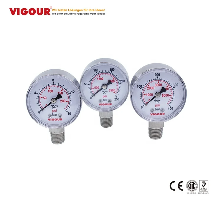 SS316 digital dual scale high/low pressure gauge for regulator