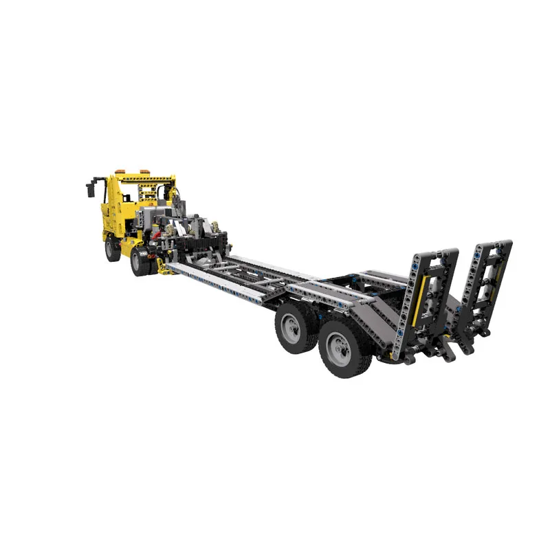 MOC-13616New Classic Street Popular Low Loader Trailer Building Block Model 1917Parts Creative Custom Birthday New Year Toy Gift