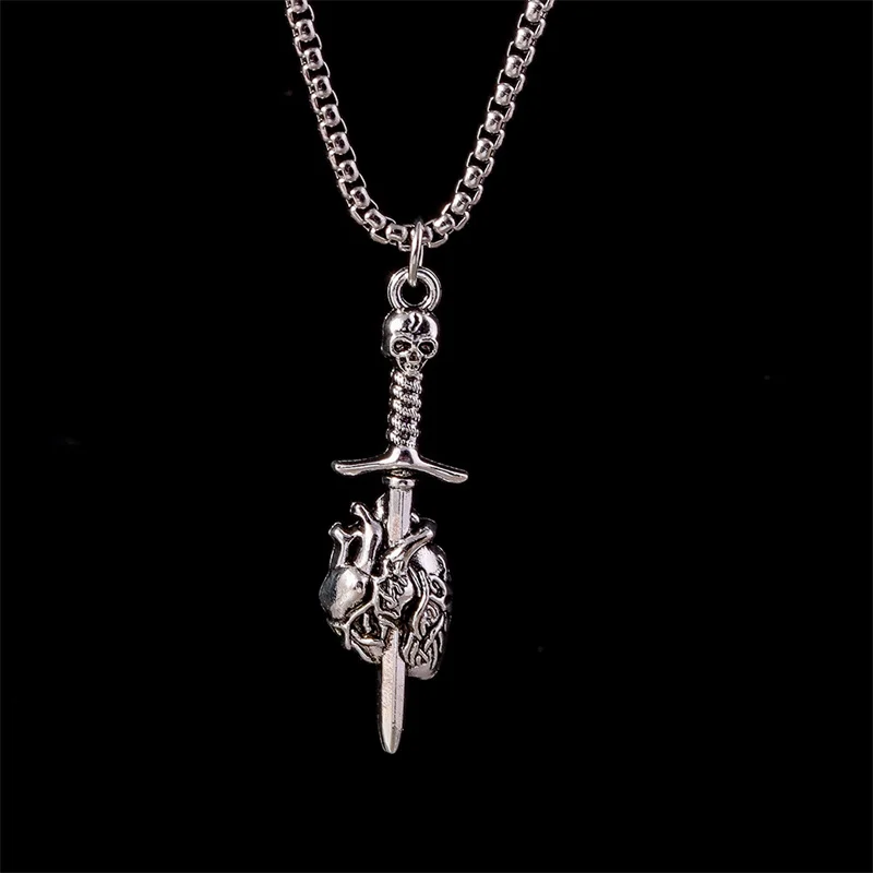 Aihua Steampunk Pfirsichherz-Anhänger Halskette für Damen und Herren, Einfache Popcorn-Kette Herz-Halskette, Modische Schmuck-Accessoires – Detail 3