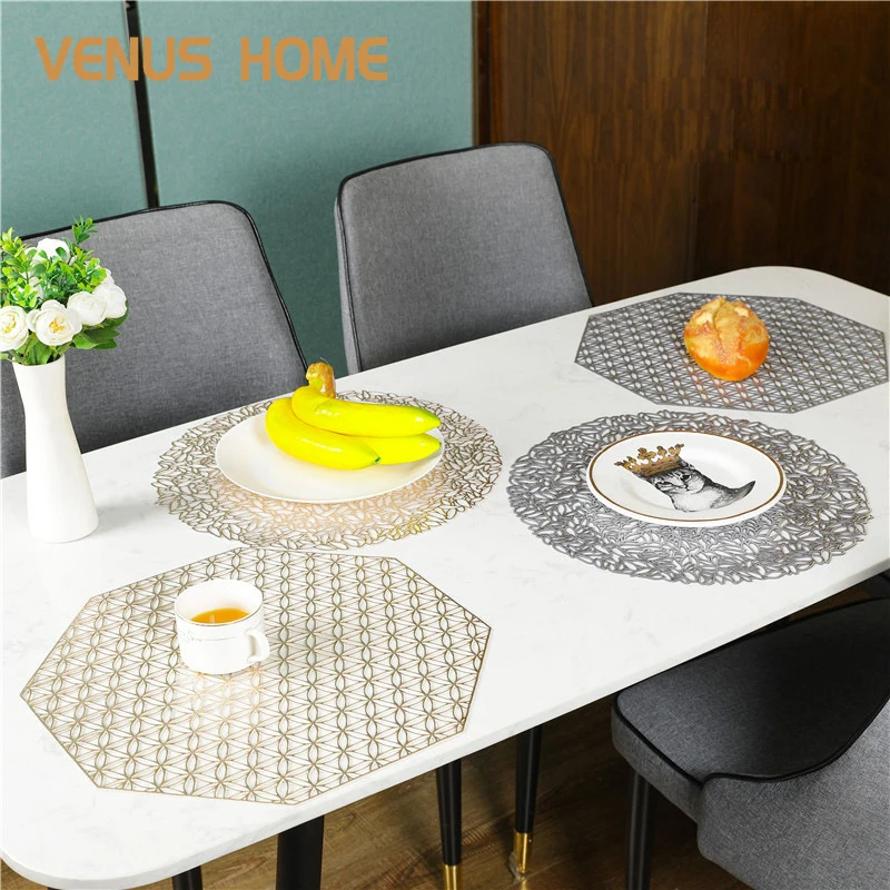 Setof 6pc Nordic stamping PVC placemats hollowed out melon seeds dining table insulation mats placemats Amazon selling wholesale