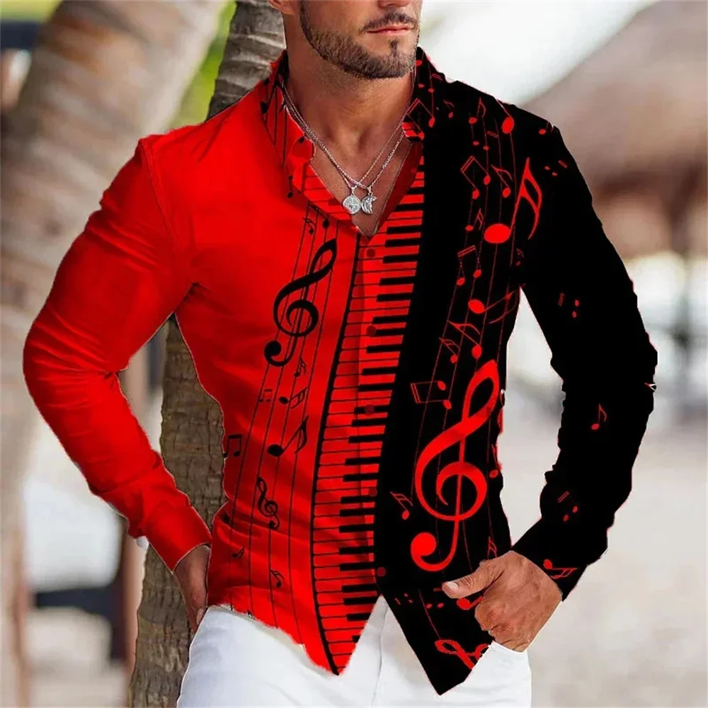 

Music hot-selling men's shirts for spring and summer daily wear long-sleeved shirts soft and comfortable tops fashionable and br