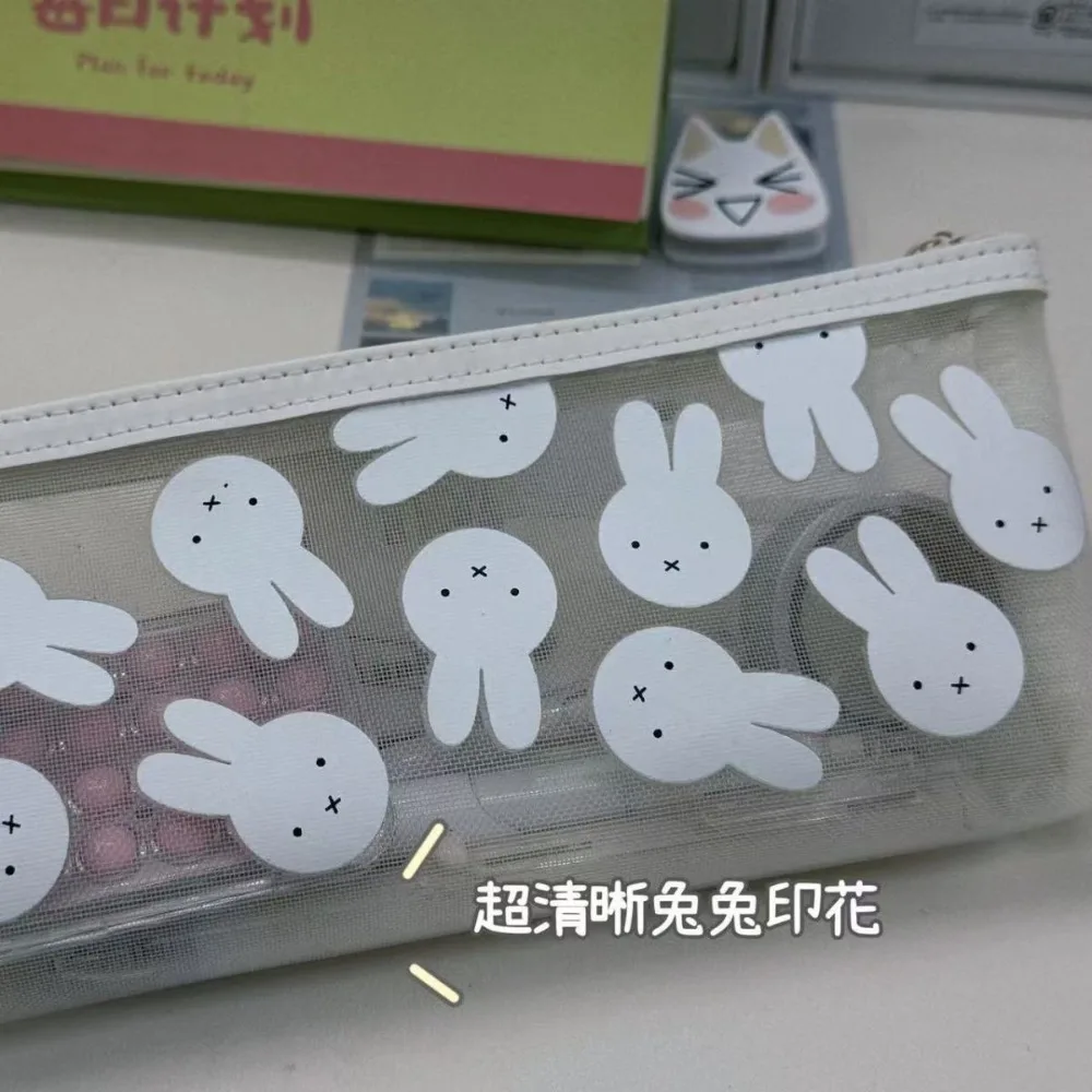 Cute Miffy Transparent Pencil Case Cartoon Bunny Cosmetics Storage Bag Stationery Storage Box Kawaii Gift Toy view 6