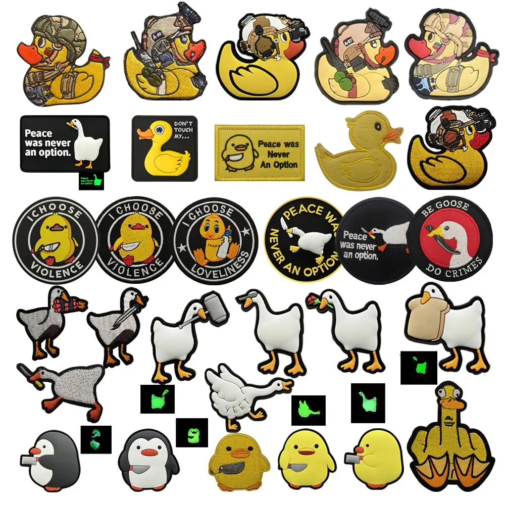 Nowa zewnętrzna taktyczna odznaka kaczki, haftowana opaska niegrzeczna gęś magiczna opaska gumowa świecąca osobowość naszywka na plecak Big Goose