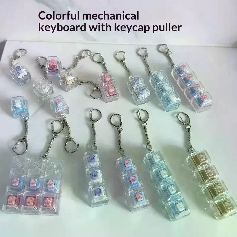 1/2/3/4/9 Key Keyboard Crystal Keycap Keychain Stress Relief Fingertip Decompression Clicker Toy No Boredom Click Away