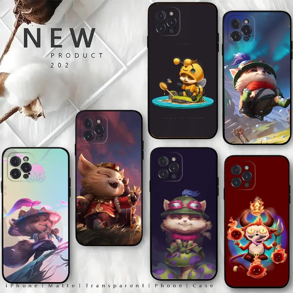 L-League of Legends Teemo Phone Case For iPhone15,14,13,12 Mini 11 Pro XR,X,XS,MAX 6S,7,8 Plus Silicone Cover Soft Black