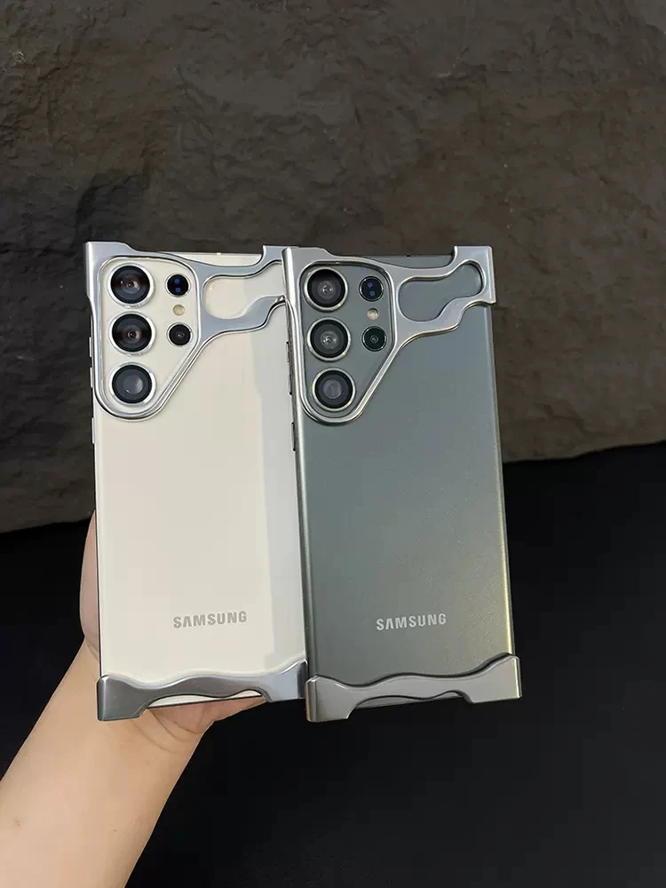 Stoßstangen-Telefon hülle aus Aluminium legierung für Samsung Galaxy S24 Ultra Plus S23 Ultra S24plus mit stoß fester Abdeckung für Objektiv folien