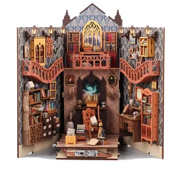 DIY Book Nook Wooden Miniature Model Kit Magic Library Casa Bookend Assembled 3D Puzzle Bookshelf Home Decor Friends Gifts