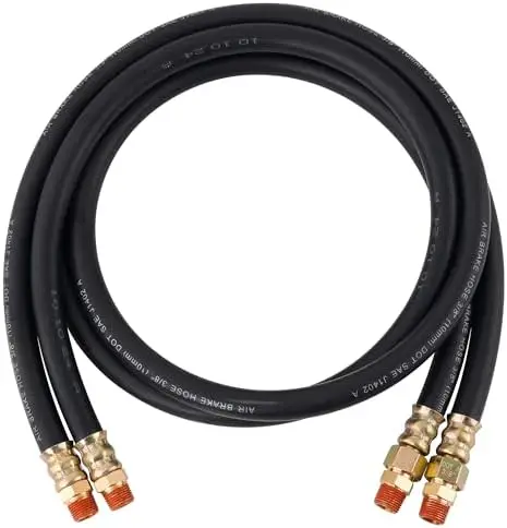 

2PCS 3/8" Air Brake Hose 60" SAE J1402 for Semi Truck - Rubber Swivel End Assembly