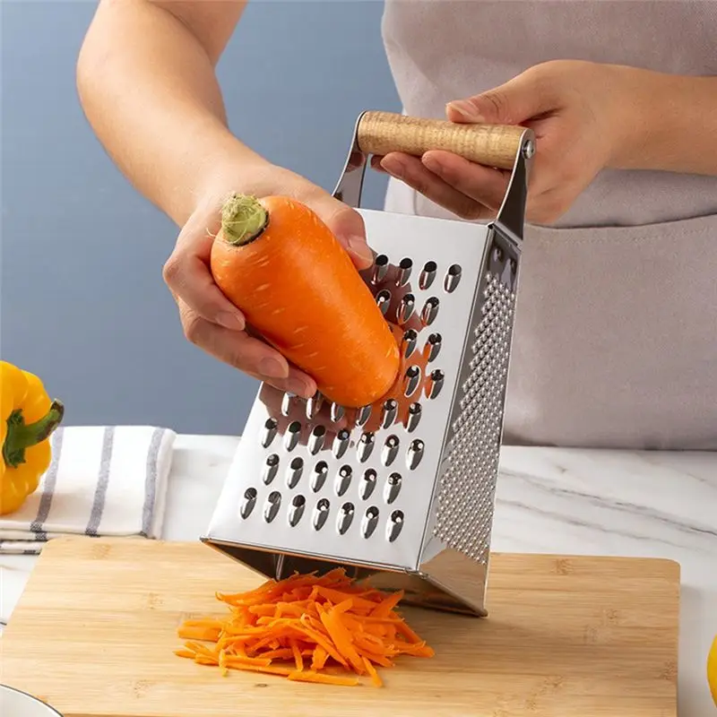 A36T-Multifunctional Stainless Steel Four-Sided Food Vegetable Grater Cheese Box Grater Peeling Grater