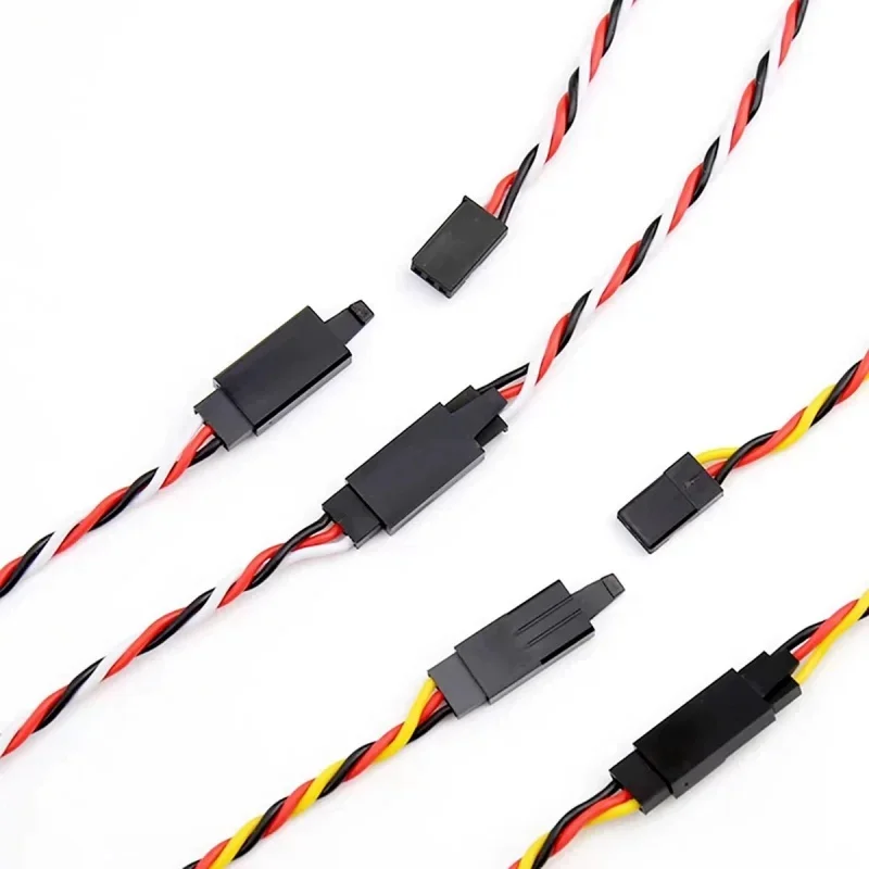 10 pçs/lote rc servo torcido cabo de extensão 30 / 60 núcleo anti aflojamento fivela 22awg para rc futaba jr macho fêmea linha conexão