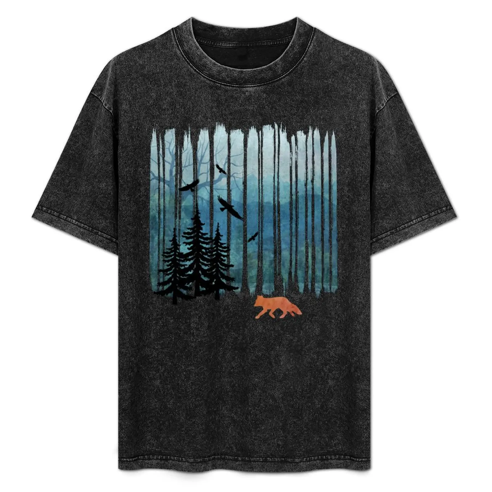 Misty Forest Fox - Brush Strokes T-Shirt Summer Holiday T-Shirt