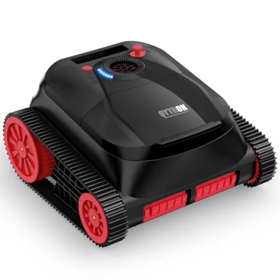 Robotic pool cleaner for inground and above ground pools ABS plastic black cordless with dual-motor turbine system wall climbin