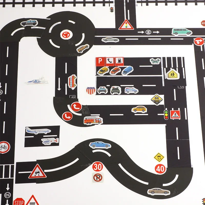2/4/5Pcs DIY Railway Road Tape Traffic Sticker Adhesive Intelligence Route Mark Safety Education Creative Study Road Signs Tool