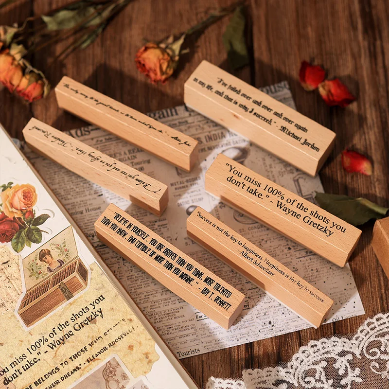 10-częściowy Vintage Wise Vocabulary Drewniany Gumowy Stempel Scrapbooking Deco DIY Craft Standardowy Zestaw Drewnianych Stempli