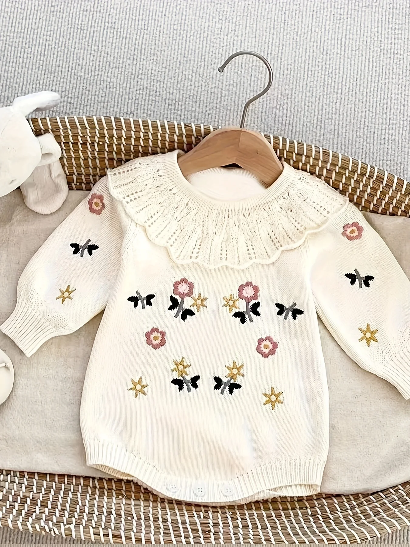 ملابس خريفية للأطفال، فتاة، حقيبة الأميرة، ملابس تريكو مطرزة، ملابس تريكو، فستان عمره 100 يوم، بذلة #2