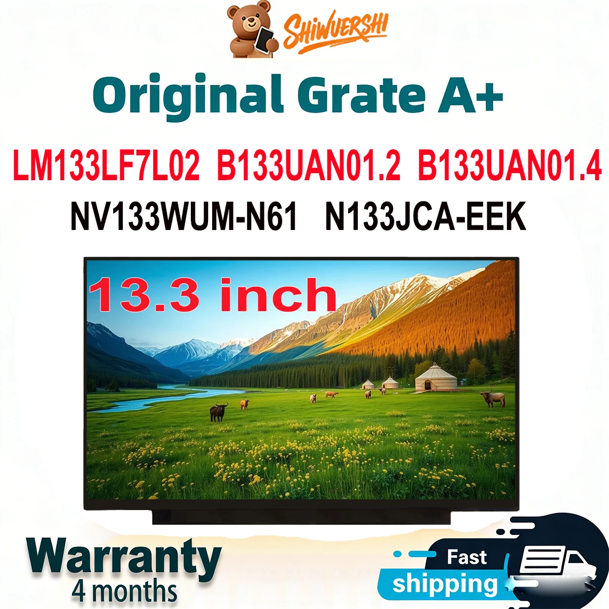 

Slim 13.3" Laptop Lcd Screen Monitor Panel LM133LF7L02 B133UAN01.2 B133UAN01.4 NV133WUM N61 N133JCA EEK 60Hz 30 pins Wholesale