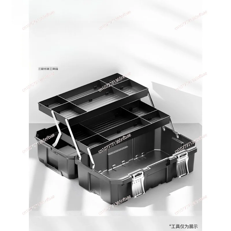 3-Tier Foldable Tool Box - Extra Large Capacity Thickened Plastic Tool Chest for DIY, Workshop & Home Repair Storage