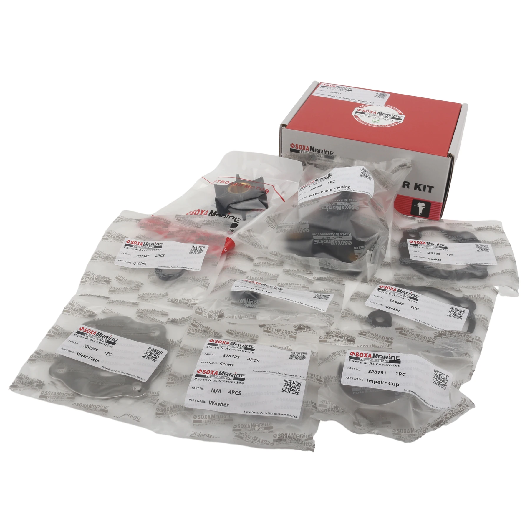 Water Pump Impeller Service Kit 389611 Compatible with Johnson Evinrude OMC 25HP 35HP Marine Outboard Engines Replaces 0389611