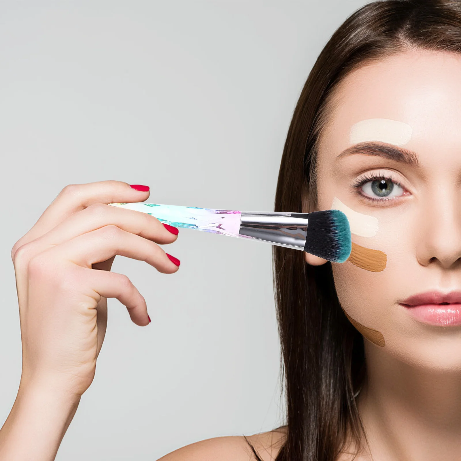 10개 브러쉬 전문가용 부드러운 섬유 메이크업 세트 파운데이션 파우더 블러쉬 아이섀도우 뷰티 도구 세트