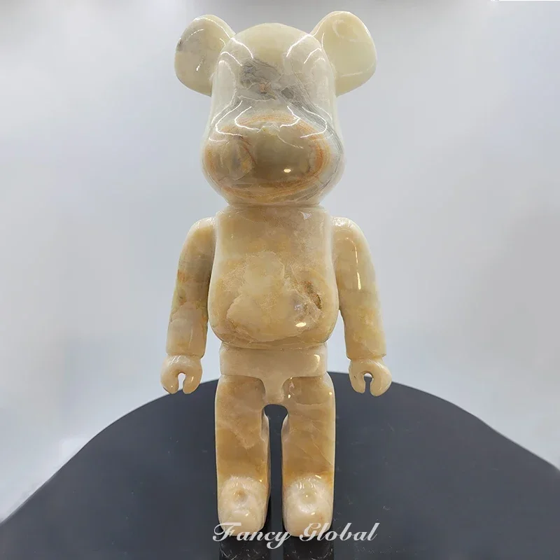 Fancy animal sculpture bearbrick natural marble stone bear statue