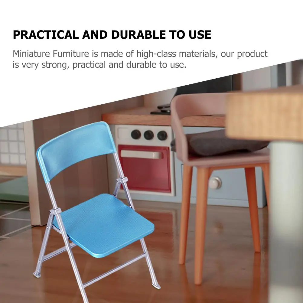 Cadeiras dobráveis em miniatura, 2 peças, móveis minúsculos, superfície lisa, fácil armazenamento, material pvc, acessório infantil, decoração de casa