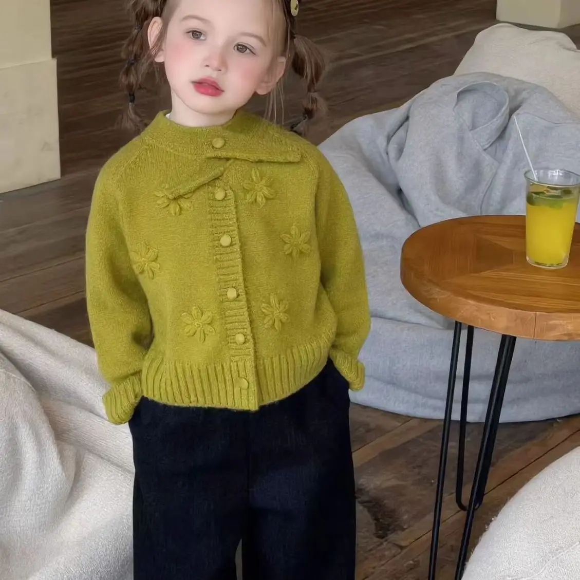 Girls Sweater 2026 Autumn New Style Western-style Children Knitted Sweater Cardigan Top Versatile Jacket