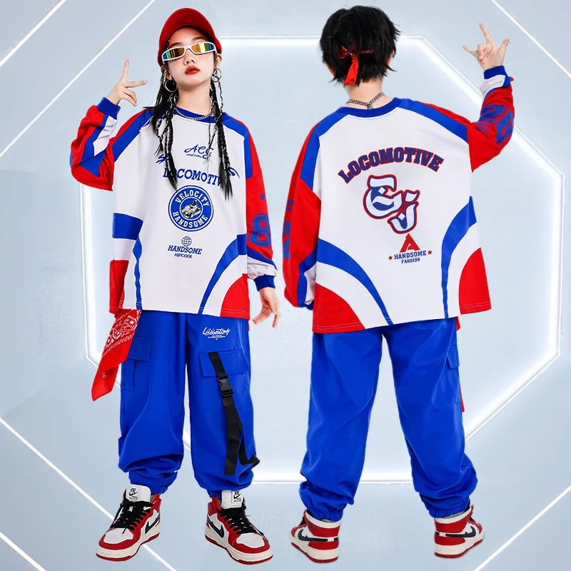 Kids Jazz Street Dance Kostuum Jongens Hip Hop Dans Kleding Kinderen Mode Kleding Casual Streetwear Tops Broek Rood Blauw 1015