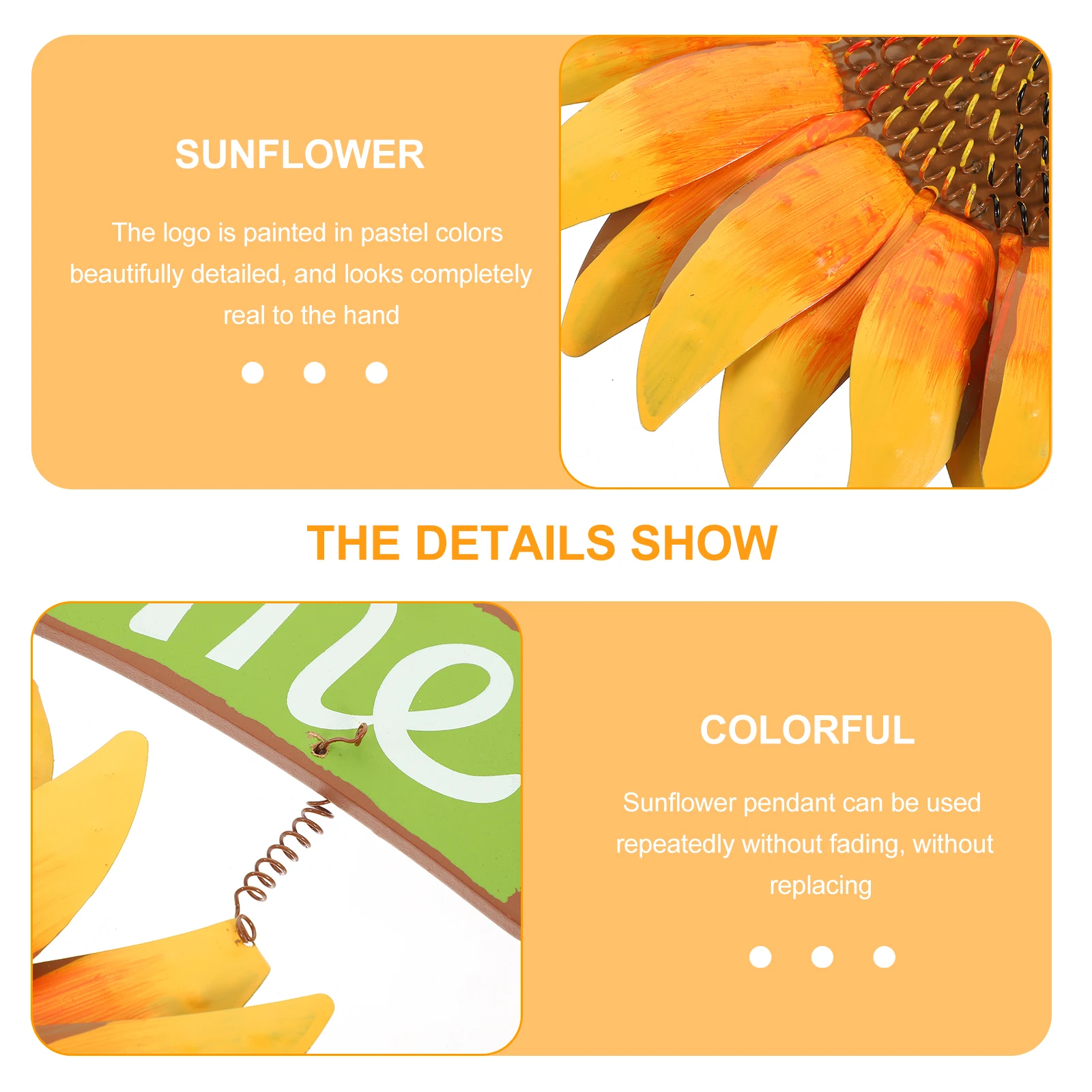 

Sunflower Wall Decor Iron Metal Art Pastel Colors Realistic Details Home Garden Porch Sign Hanging Decoration