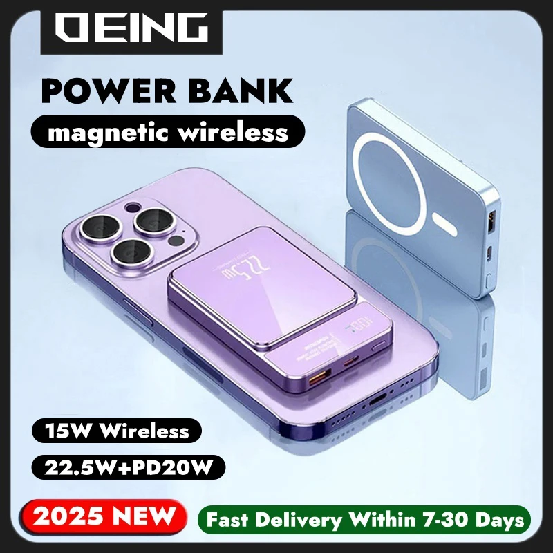 

Magnetic Power Bank For Apple External Auxiliary Battery Pack Wireless Phone Charger For iPhone Xiaomi Samsung Series Powerbank