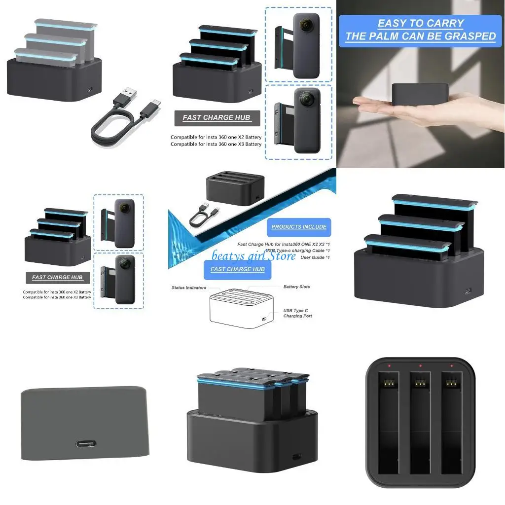 

C7AB Durable Camera Faster Hub Chargers for one Action Camera Charging Hub with Intelligent Charging Management