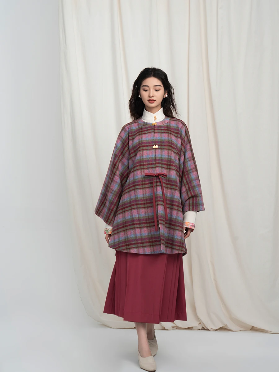 

Ele Hanfu Set with round Ne Collar And Bow Sve Zipper Design Women's Autumn Winter Faion Traditional Chinese Clothing
