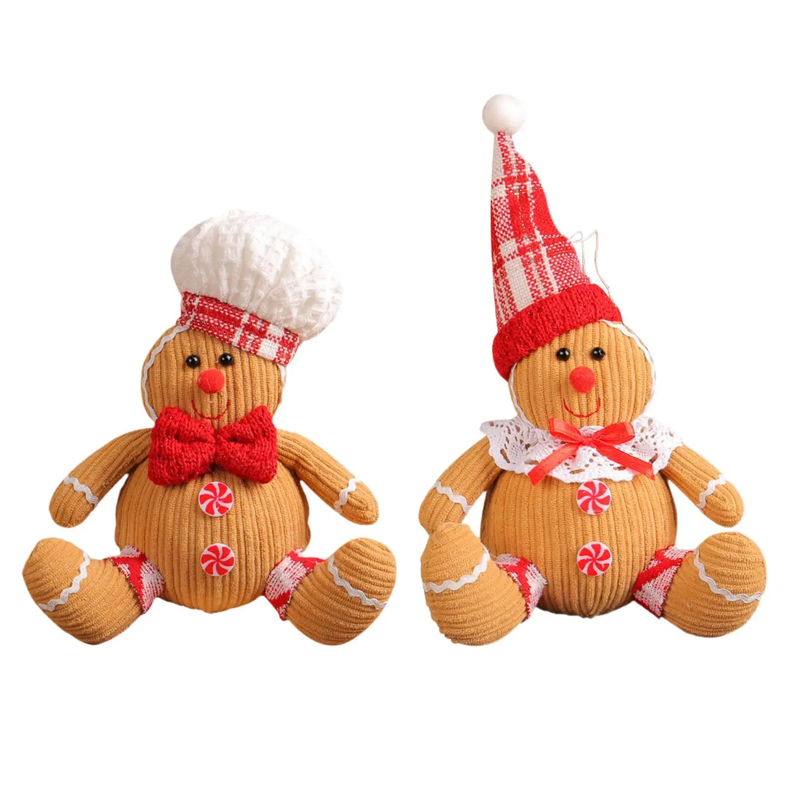 Gingerbread Christmas Decoration Christmas Figure Stuffed Gingerbread Doll for Living Room Desk Bedroom Party Xmas Season Decor