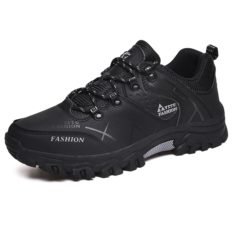 New Leather Sneakers Breathable Men Casual Shoes Comfortable Walking Shoes Non-Slip Outdoors Hiking Shoes Fashion Men's Shoes