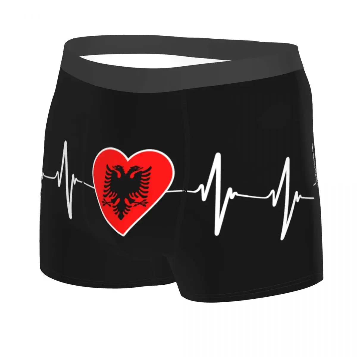 Albanian Heartbeat Albania Flag Underwear Male Sexy Print Customized Boxer Shorts Panties Briefs Soft Underpants