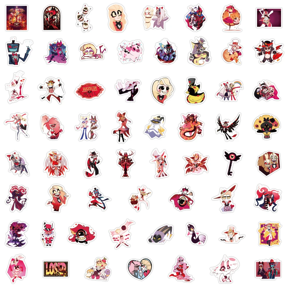 10/50/120pcs Cool Cartoon Helluva Boss Stickers Cute Anime Graffiti decalcomanie giocattoli per bagagli cassa del telefono adesivo divertente all'ingrosso