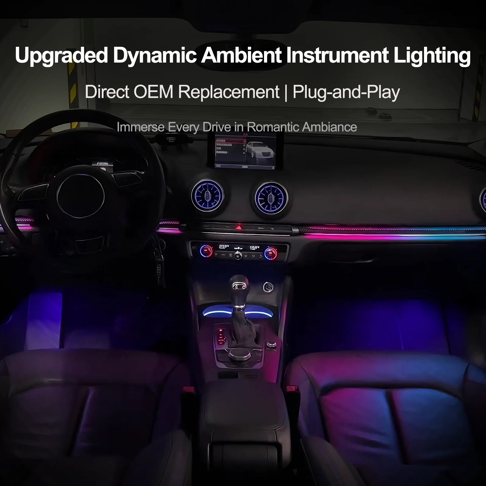 EzoneTronics For Audi A3 / RS3 2013–2025, 1:1 OEM Molded Vehicle-Specific Ambient Light, OEM Screen Control Supported
