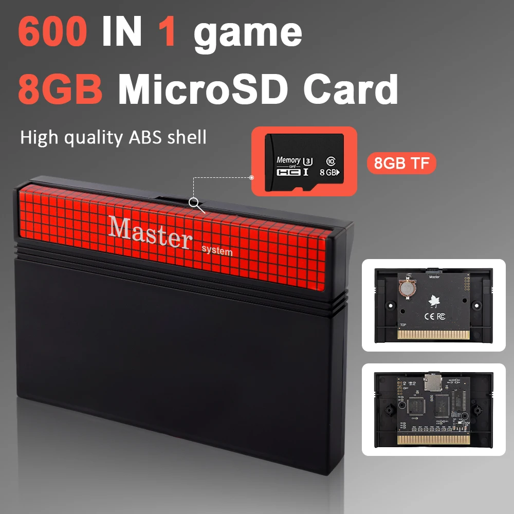 Cartucho de juego 1400 en 1 Master System con tarjeta Flash y tarjeta Micro SD de 8GB para consola de juegos retro Sega
