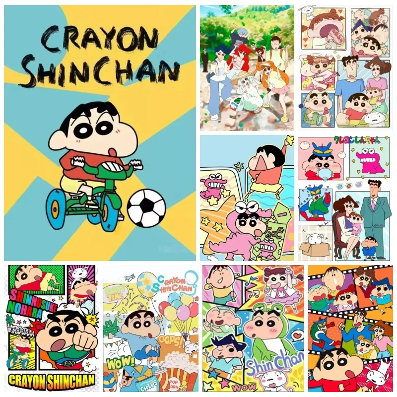 Crayon Shinchan Anime 5D Full Round Drill Diamond Painting Kit Soccer Sport Mosaic Embroidery Art Home Wall Decor DIY Craft