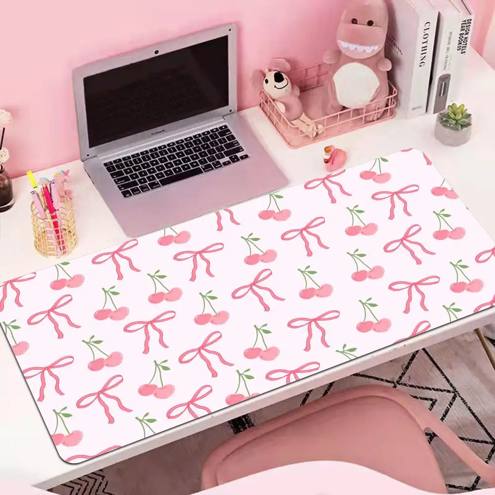 Floral Bow Flower Mouse Pad Non-slip Locking Edge DeskMat PC Laptop Accessories Rubber Office Keyboard Large HYBXAXC XXL Carpet