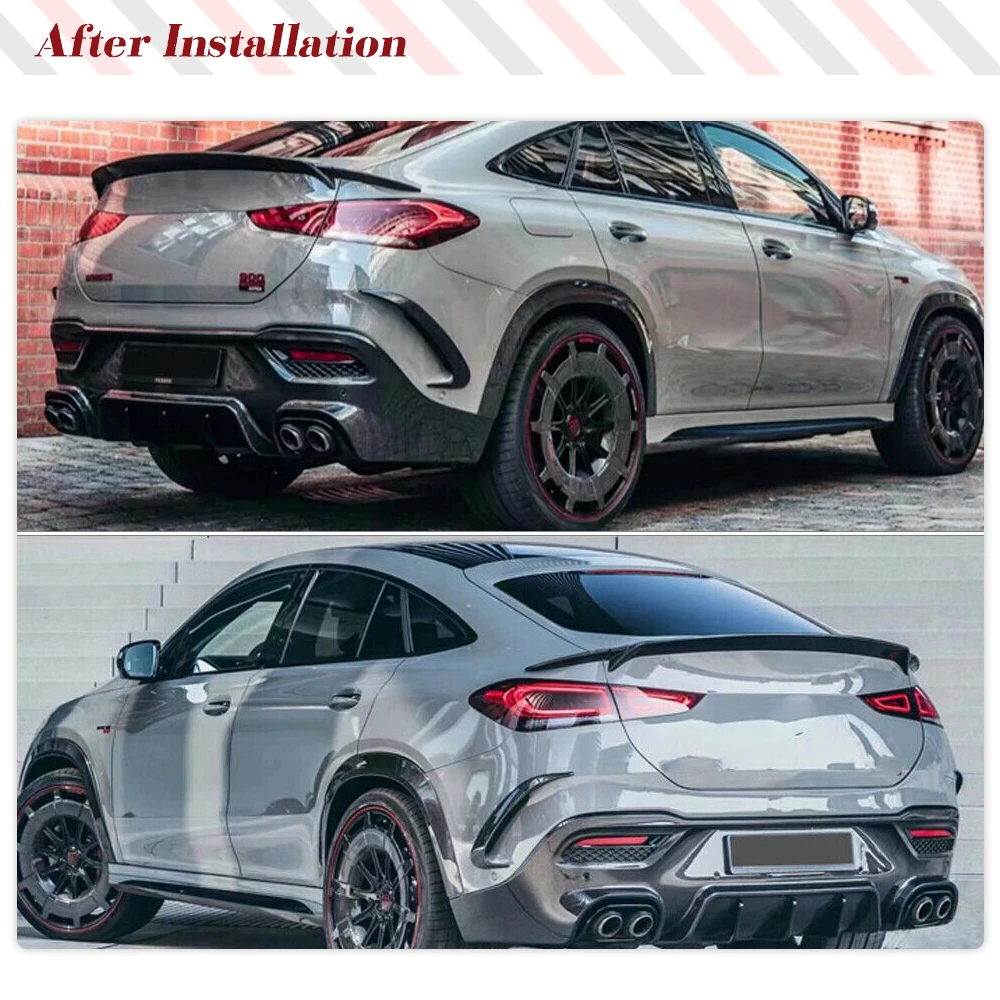 Car Rear Bumper Spiltters Side Scoop Canards for Mercedes Benz GLE Class C167 Coupe GLE450 GLE53 GLE63 AMG 2020UP Carbon Fiber