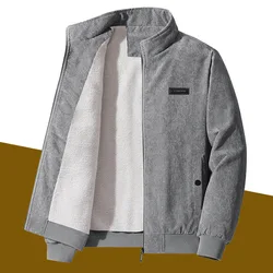 Parka en laine d'agneau pour homme, salopette en velours côtelé épaissi, vêtements chauds en coton, vêtements décontractés, sourire, hiver