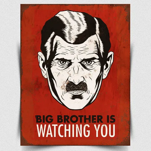 Metallschild „1984 BIG IS WATCHING YOU George Orwell“-Posterdruck – Aluminium