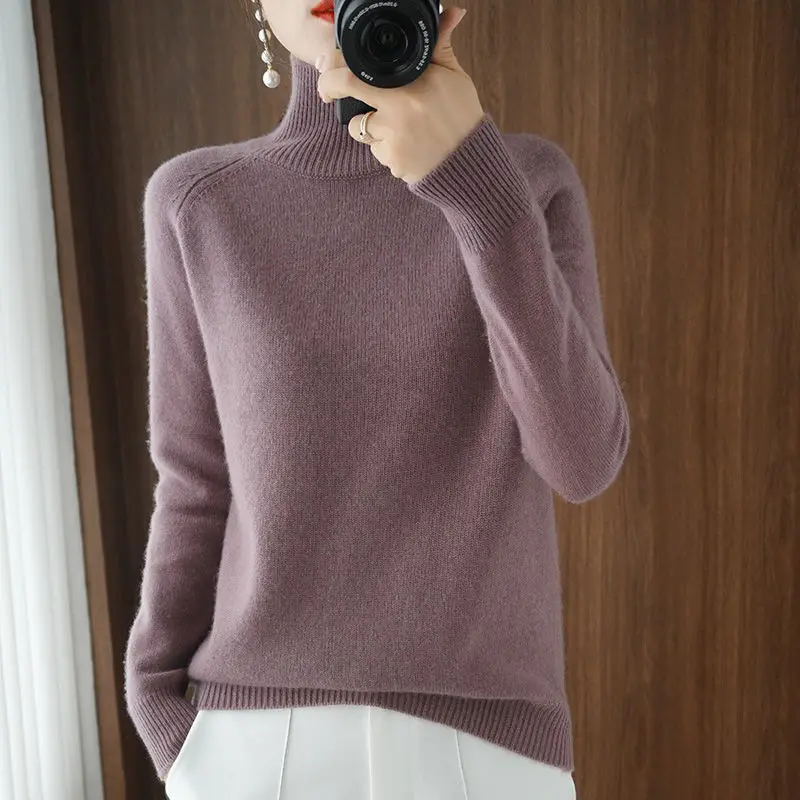 

Women Turtleneck Sweater 2022 Fall Winter Sloid Color Cashmere Sweaters Jumper Female Casual Long-sleeved Bottoming Pullover