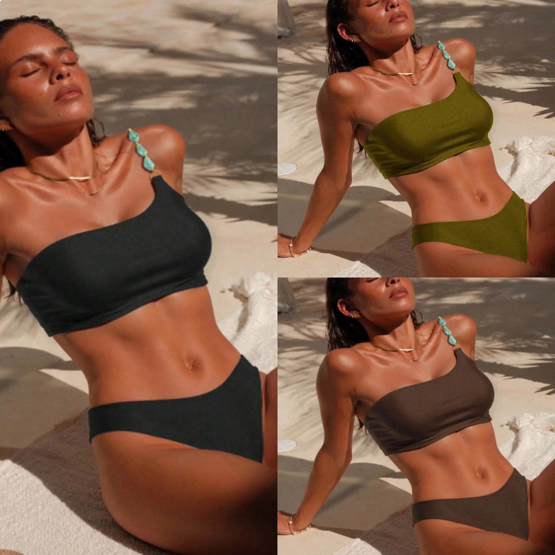 2026 New Fashion Pearl Strap Push Up Bikini Set Sexy Swimwear for Women Summer Beach Pool Holiday Daily Wear
