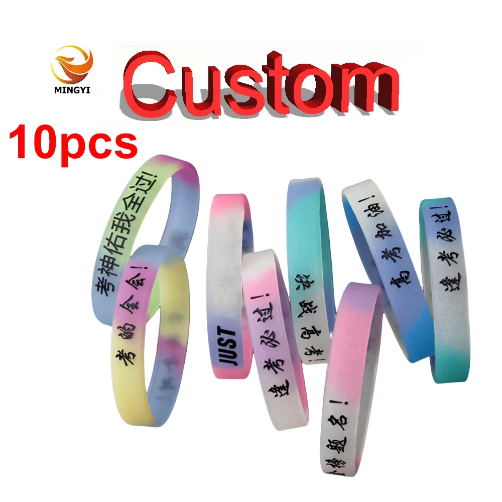 

10pieces Luminous Custom Bracelet Customizable Silicone Wristband Personalized Customized Bangles Glowing in the Night
